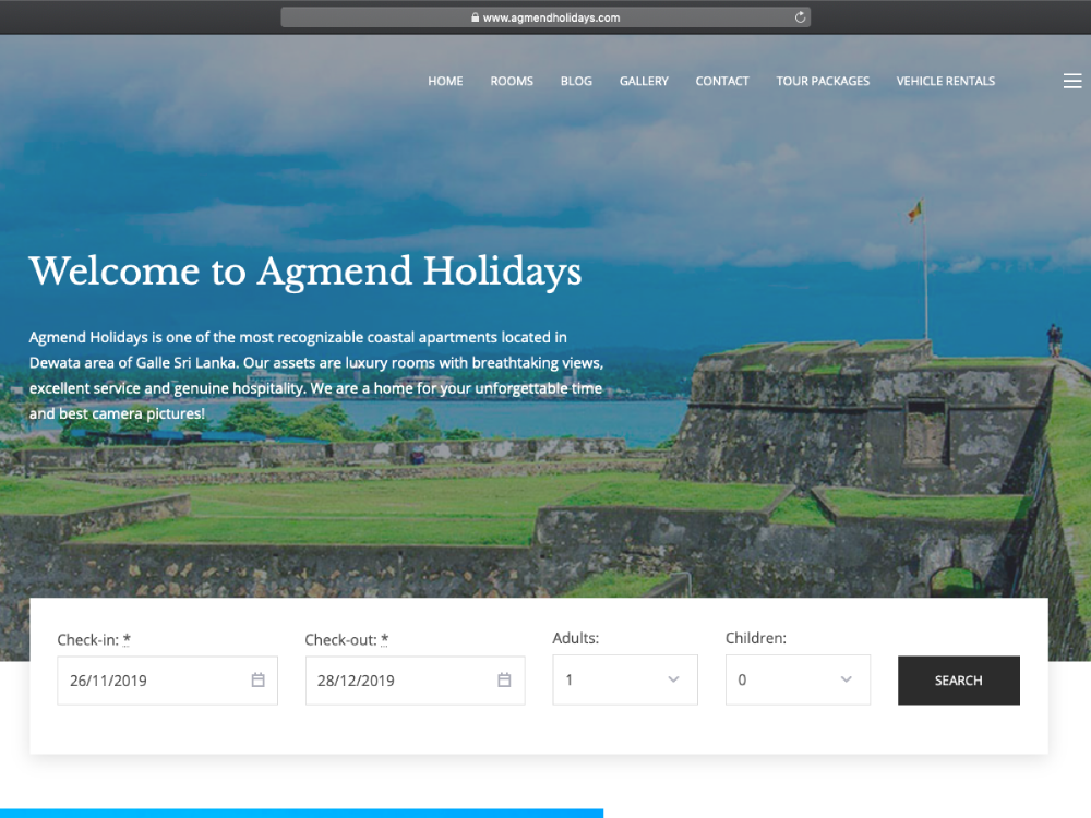 Agmend Holidays Website